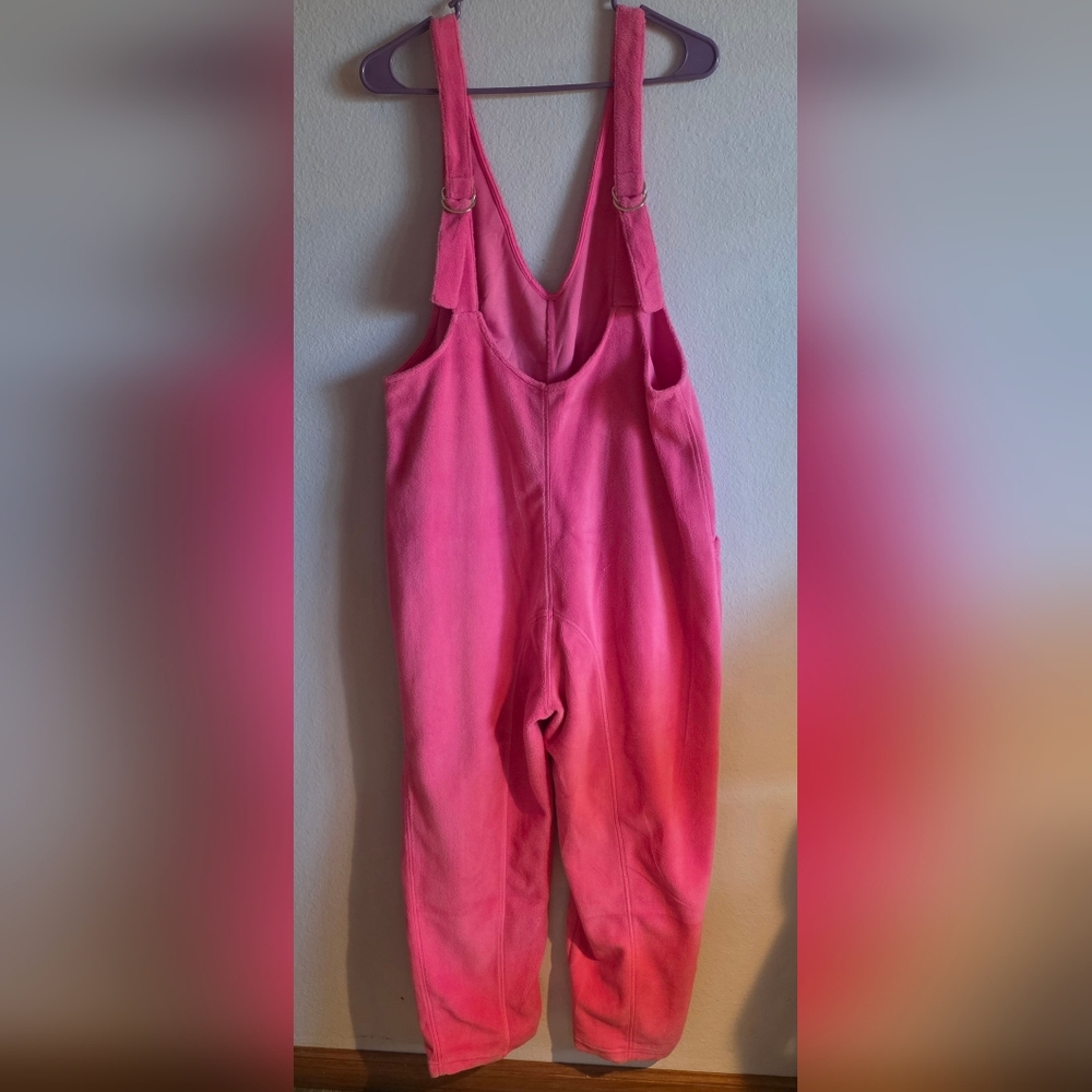NWOT Pink Fleece Overalls with 2 Back Pockets
